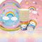 Doyomtoy Vajilla para Fiesta de Arco Iris,61 Piezas Fiesta Temática Niñas Decoraciones de Cumpleaño de Arco Iris Platos Tazas Servilletas de Suministros de Fiesta