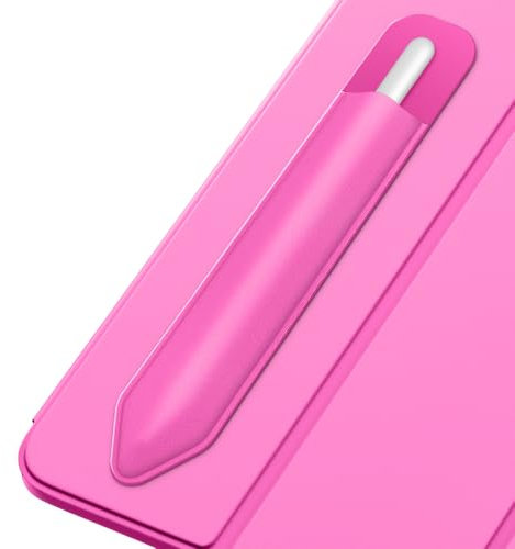 MoKo Funda para Apple Pencil Pro, Apple Pencil (USB-C), Apple Pencil 1ª/2ª Generación, Funda Elástica Adhesiva de Bolsillo para Lápiz Fijar a Funda de iPad para Lápices Stylus, Rosa Persa