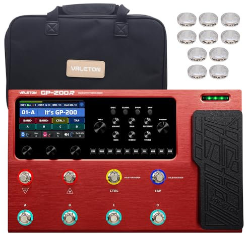 Valeton Multi-Effekt-Gitarrenpedal-Prozessor, Gitarre, Bass, Verstärker, Modellierung, IR-Schränke, Simulation mit FX Loop, MIDI I/O, OTG, USB-Audio-Schnittstelle mit Tasche, 10 Fußschalter-Aufsätze