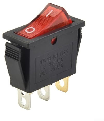 ComfyHarbor Interruptor basculante 15 A 250 V 20 A 125 V SPST ON OFF 3 pines con terminales de empuje rojo con luz de encendido y apagado para electrodomésticos