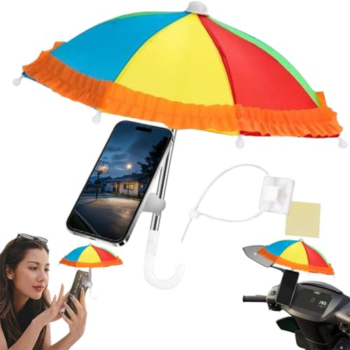QWEPU Sombrilla para Movil,Sombrilla Mini para Movil,Paraguas antideslizantes para la navegación al aire libre en la playa,Teléfono Móvil para Viajes al Aire Libre o Interior,Color de la sandía