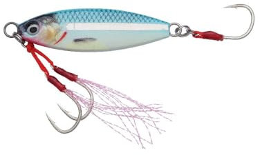 Savage Gear Slow Seeker Jig, Angelköder mit Fallblatt-Aktion, Ultra-scharfe Salzwasser-Haken, 10-60g, Mehrfarbig, Jig-Köder, Slow Jigging (Blue Glow, 40g)