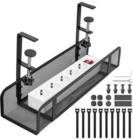 GUOOUG Kabelkanal Schreibtisch Ohne Bohren Schwarz, Kabelmanagement Schreibtisch Kabelhalter Kabel Organizer, Kabeldurchführung für Kabel Verstecken Cable Management Kabelwanne Ideal für Büros/Haus