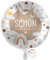 balloa Folienballon Schön dass du geboren bist, Helium Ballon zur Geburt, Geschenk zur Geburt und Babyparty, neutrale Babyshower Deko mit Storch und Regenbogen, rund 33cm