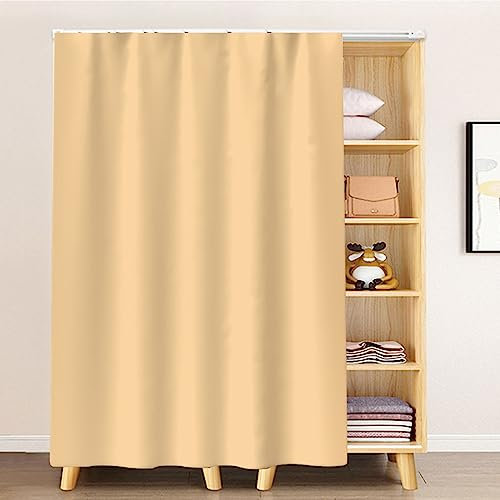 Rideaux d'armoire, rideaux de porte anti-poussière de type rail, rideaux d'étagère, rideau anti-poussière sans porte d'armoire, rideau anti-poussière semplice et occultante-sabbia giallo||W 100*H