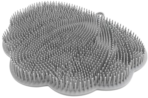 Gosera Wall-Mounted Hands-Free Back and Foot Scrubber with Suction Cups Shower Silicone Mat Gray