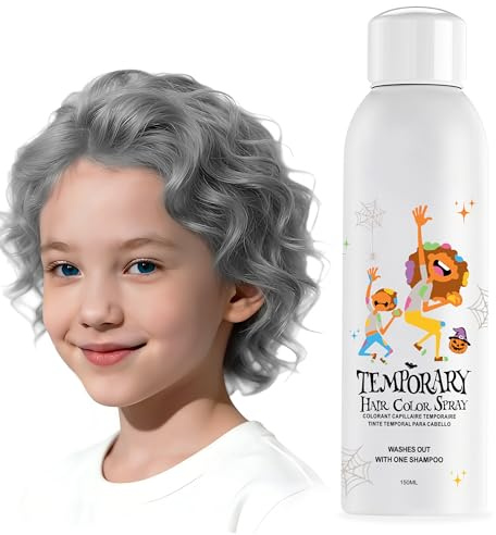 Graues Temporäres Haarfarbenspray, Silber-Graue Sofortige Haarfarben-Alternative für Jugendliche Männer Frauen, Schnelles Styling für Partys Weihnachten Halloween, 150ml