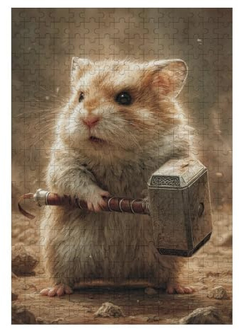 1000pcs(38x26cm) S Jigsaw Puzzles for Adults Hamster with Thor's Hammer Jigsaws for Adults Family Games Stress Reliever for Is Ideal As A Gift 1000pcs(38x26cm) S