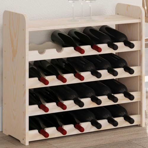 Drillkyn Weinregal mit Oberplatte aus massivem Kiefernholz 67,5x25x60 cm, Flaschenregal mit 4 Ebenen für 24 Flaschen, Küchen- und Barregal für stilvolle Lagerung und Aufbewahrung