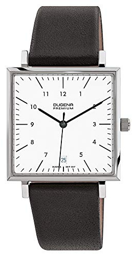 Dugena Unisex Quarz-Armbanduhr, Saphirglas, Lederarmband, Dessau Carrée