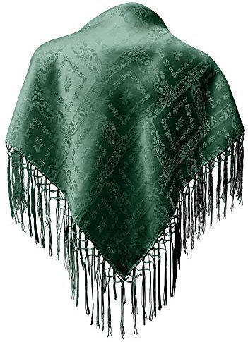 Seidentuch Dirndl-Trachtentuch Tuch grün 75 x 75cm Dirndltuch Seide Fransentuch für Tracht Trachtenseidentuch mit Fransen Schultertuch Halstuch silk clouth hochwertigste Qualität!