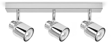 MiniSun | Modern 3 Way Polished Chrome Adjustable Ceiling Spotlight | Ceiling Spots, Home Décor & Improvement Essential | Mains Wired