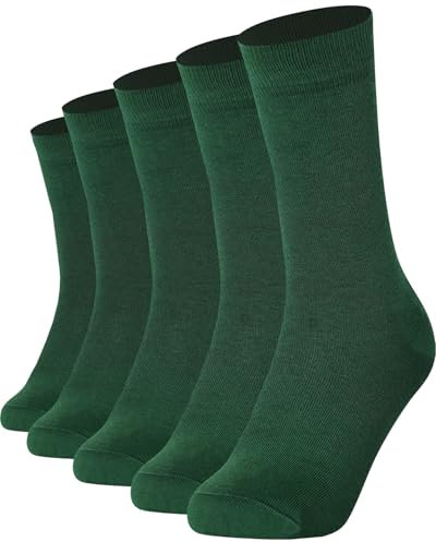 Mysocks para hombres y mujeres Paquete de 5 pares de calcetines de color liso peinados de algodón Pino verde