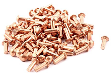 Sourcingmap 100 Pcs 1/8 x 5/16 Round Head Copper Solid Rivets Fasteners