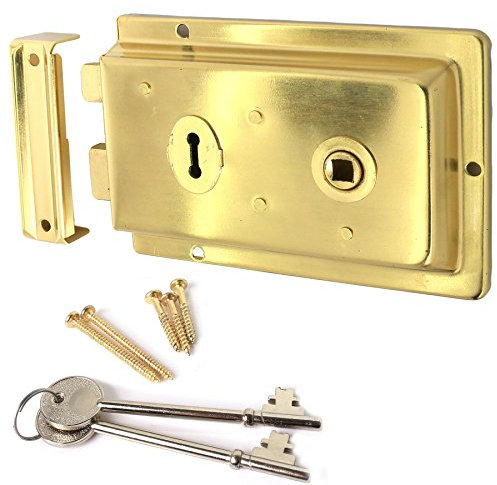 Traditional Brass Victorian Rim Lock - Left & Right Hand Fitting - Large Door Latch
