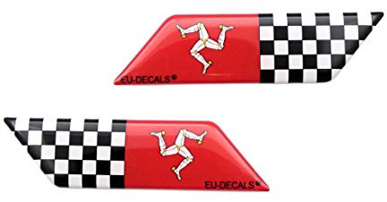 Helm Isle Of Man and Checkered Flags 3D Decals Domed Set Linke und Rechte Seite Aufkleber MioVespa Collection