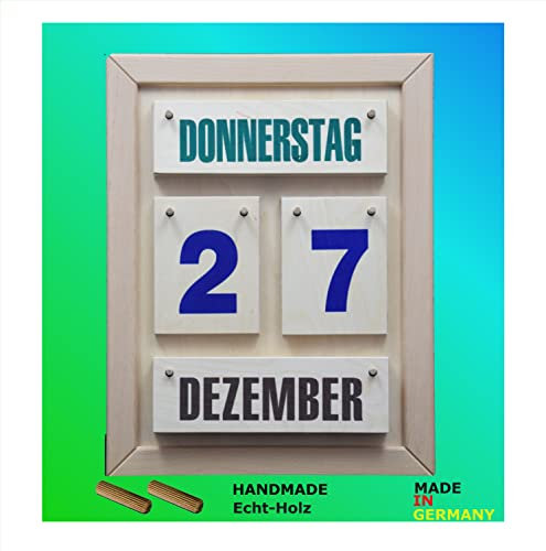 Dauerkalender im Halbformat aus Buchenholz | Handgefertigt | Zeitloses Design | Tagesstruktur | Vielseitig einsetzbar | Naturprodukt | Made in Germany | Für Zuhause, Büro, Praxis | Bunt