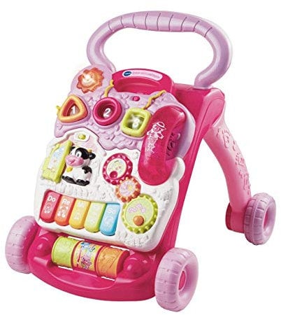 Vtech Baby Spiel- und Laufwagen pink – Lauflernwagen mit regulierbarer Geschwindigkeit, Musik und abnehmbarem Spielboard – Für Kinder von 12-36 Monaten
