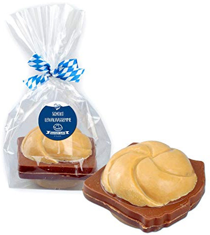 Bavariashop Vegetarische Leberkäse Semmel aus zarter Schokolade, Hergestellt in Bayern, Als Geschenk verpackt