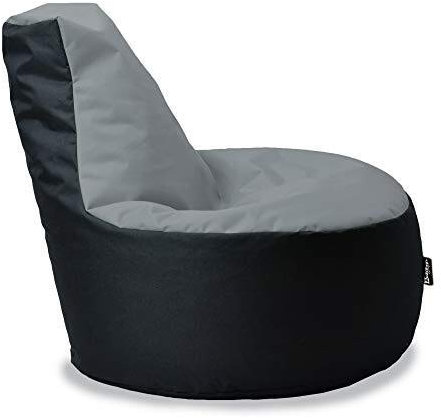 BuBiBag Gamer Sitzsack, Lounge Sessel, Gaming Sitzsäcke, Indoor & Outdoor Kissen für Kinder und Erwachsene (Grau-Schwarz;Ø:80cm)