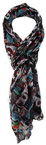 TigerTie Chiffon Schal in türkis grün grau schwarz bordeaux rot gemustert Gr. 180 x 50 cm