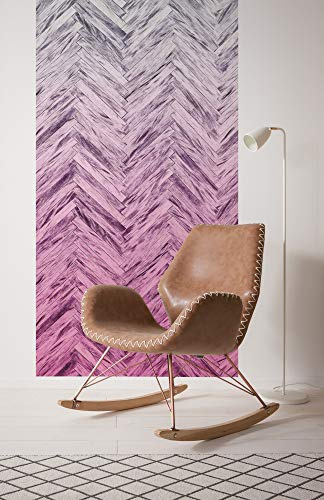 Komar Vlies Fototapete HERRINGBONE PINK PANEL, 100 x 250 cm (Breite x Höhe), Tapete, Schlafzimmer, Wohnzimmer, Flur, Design, Dekoration, Wanddeko,