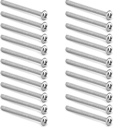 MroMax M2 x 20 mm Maschinenschrauben, Kreuzschlitzschraube, 304 Edelstahl, Silbergrau, 30 Stück