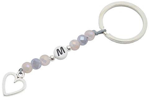 Selfmade Jewelry Schlüsselanhänger Silber Herz Handgemachter Anhänger mit Buchstaben Inkl. Geschenk-Verpackung (M)