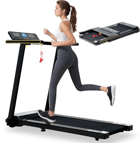 ISE 2-in-1 Ultraschlankes Laufband für Zuhause, Walking Pad mit mit Griff bis 12 km/h, 120kg Belastbarkeit, Laufband Klappbar, Leise Treadmill for Home Office SY-2707