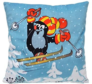 MU BRNO - Maulwurf Kissen Skifahrer, 30x30 cm