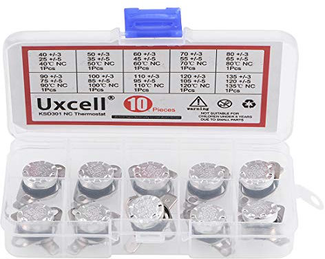 sourcing map 10 Stück Thermoschalter NC KSD301 Thermostat 40-135°C Temperatur 40 50 60 70 80 90 100 110 120 135°C Sortiment Normalerweise Schließen