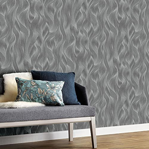 Erismann Tapete | Kollektion Elle | 10151-47 | Vliestapete | Streifen/Wellen | 0.53 x 10.05 m | Grau | Wohnzimmer | Flur | Büro | Küche | Wohnräume