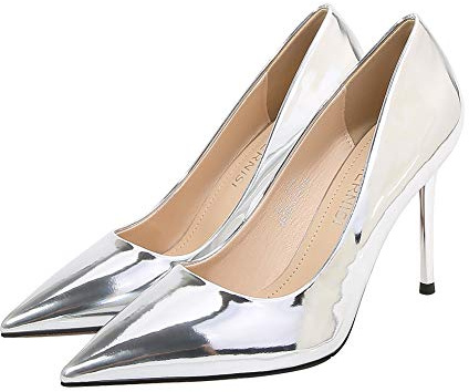 CYwinterB High Heels Metallisch Plateau Plattform Pumpe Sexy Spitz Stilett Frauen Schuhe Einfachheit elegant Büro Bankett Formelle Anlässe Pumps Kleider Große Größe Pumps 35-46