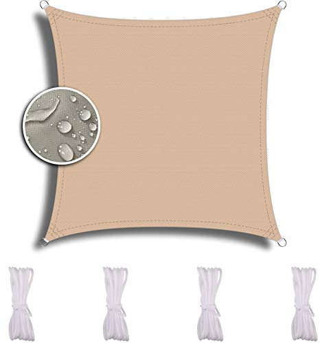 ZQXFZ Voile d'Ombrage Carré 2.5X2.5m, Voiture,Restaurant,Jardin, ImperméAble Et RéSistante, RéSistant Aux IntempéRies, Jarolift Voile D'Ombrage -Couleur crème