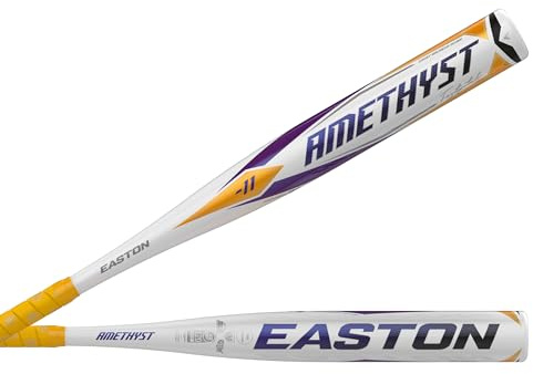 Easton | AMETHYST Fastpitch Softball Bat | -11 | 33, White / Purple / Yellow