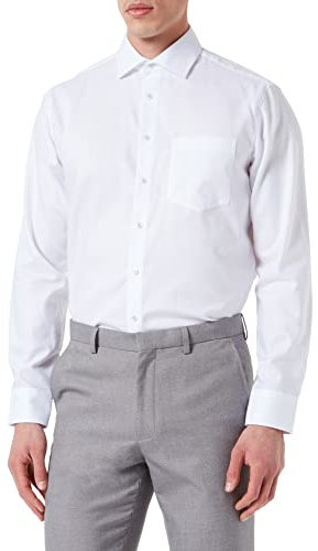 Seidensticker Herren Business-Hemd - Regular Fit - Bügelfrei- Kent-Kragen - Langarm - 100% Baumwolle Weiß 46