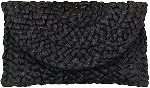 Fioeyr Women's Straw Evening Clutch Purse Summer Beach Handbag Straw Evening Handbag Women Envelope Bag