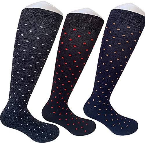 calze college 6 Paia Calze Lunghe Uomo a pois fantasia in Caldo Cotone Morbide di qualità 39-46 Made in Italy (Pois)