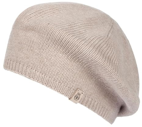 Roeckl Strickbaske Baskenmütze Damenbaske mit Kaschmir Baske Wintermütze Strickmütze (One Size - Hellbeige)