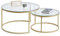 GrandCA HOME Juego de 2 Mesas Nido Mesas de Centro para salón, Mesas Auxiliares 80x80x45 cm (Grande) y 60x60x35 cm (pequeña), Vidrio y Oro