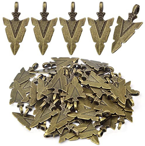 50pcs Antik Bronze Pfeil Anhänger Charms Tibetische Legierung Vintage Pfeilspitze Charms Bastelbedarf für DIY Armband Halskette Schmuckherstellung Handgemachte Dekor Loch:3mm