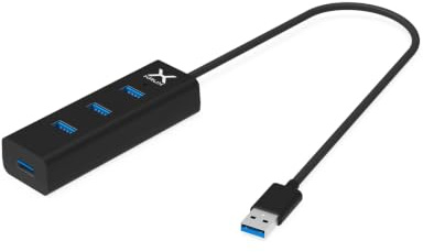 KRUX Aktiver USB 3.0 Hub 4 Port, Verteiler mit 5 Gbit/s High Speed, BC 1.2 Ladetechnologie, Plug & Play, Kompakt für Laptop, PC, Windows, Mac OS & Linux, Inkl. 30cm Kabel