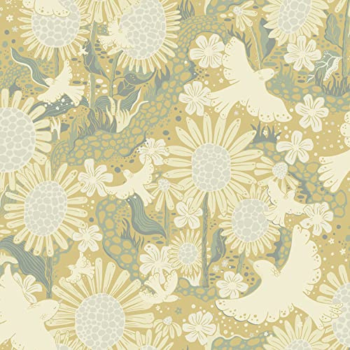 Galerie Sommarang 2 Mustard/Green Dromma Scandinavian Folk Art Wallpaper Roll