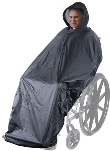 ANYOO Wasserdichte Poncho Abdeckung für Rollstühle Leichter Regenponcho Cape Shield mit Gummibändern Bietet Trockenschutz für Rollstühle, Grau, Einheitsgröße
