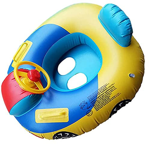 Aufblasbare Baby Schwimmring für Kinder 1-5 Jahre, Baby Auto Schwimmsitz mit Lenkrad Schwimmen Float Ring Kleinkinder Schwimmtrainer Schwimmhilfe Ride-On Kinderboot Schwimmbad Schwimmreifen