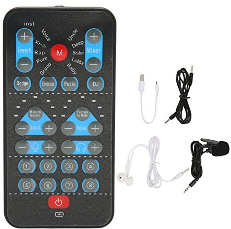 Changeur de Voix de Carte Son en Direct, M10 Handheld Sound Card Mini Voice Changer Device 8 Effets Sonores, Mini Changeur de Voix de Carte Son pour Ordinateur de Téléphone