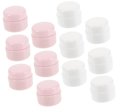 FRCOLOR 12pcs Refillable Plastic Makeup Sample Pots Lids Cosmetic Organiser Box for Travel Storage