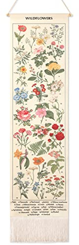 Geetery Vintage Floral Vertical Tapestry Wall Hanging Botanical Flower Long