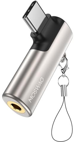 MOSWAG Adaptador de Auriculares USB C a Conector de 3,5 mm,Adaptador Auriculares Tipo C 90 Grados Compatible con Samsung Galaxy S23 S22 S21 Ultra,Huawei P60/50