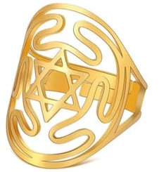 Hekate's Rad Stern von David Ring Edelstahl Verstellbares Amulett Mond Göttin Hekate Pagan Wicca Frauen Männer Schmuck